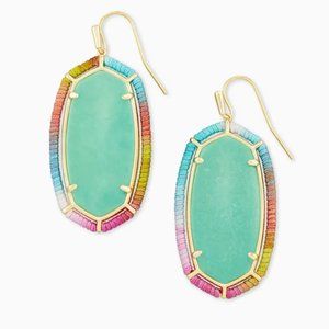 Threaded Elle Gold Drop Earrings In Mint Magnesite
